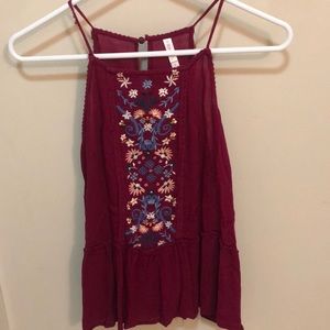 flowy burgundy tank top